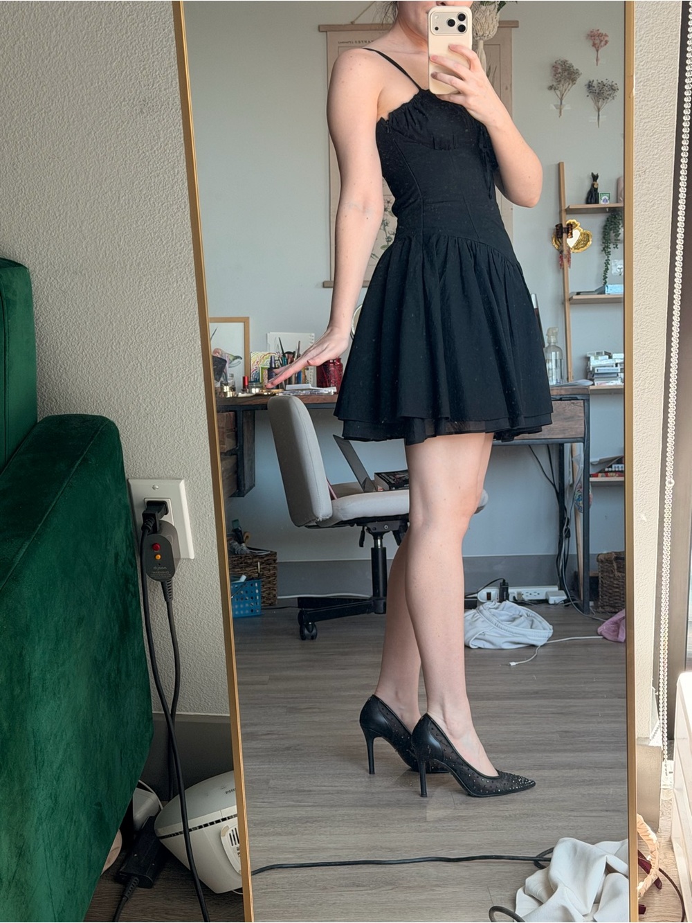 OAK + FORT Black Spaghetti-Strap Mini Dress